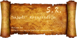 Sajgó Krisztián névjegykártya